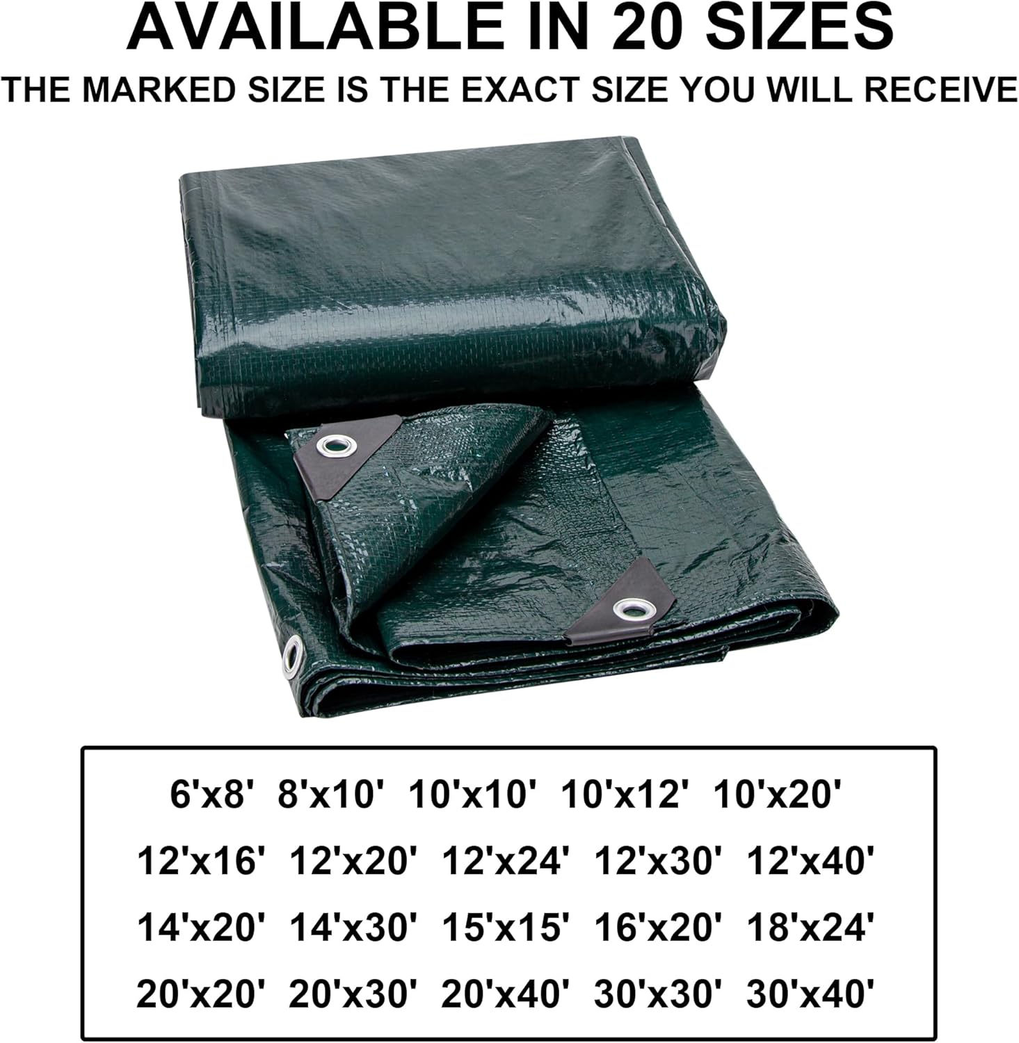 CARTMAN Finished Size 18x24 Feet Waterproof Green Tarp 8 Mil Thick, Multipurpose Protective Cover for Emergency Rain Shelter Camping Tarpaulin - Image 6