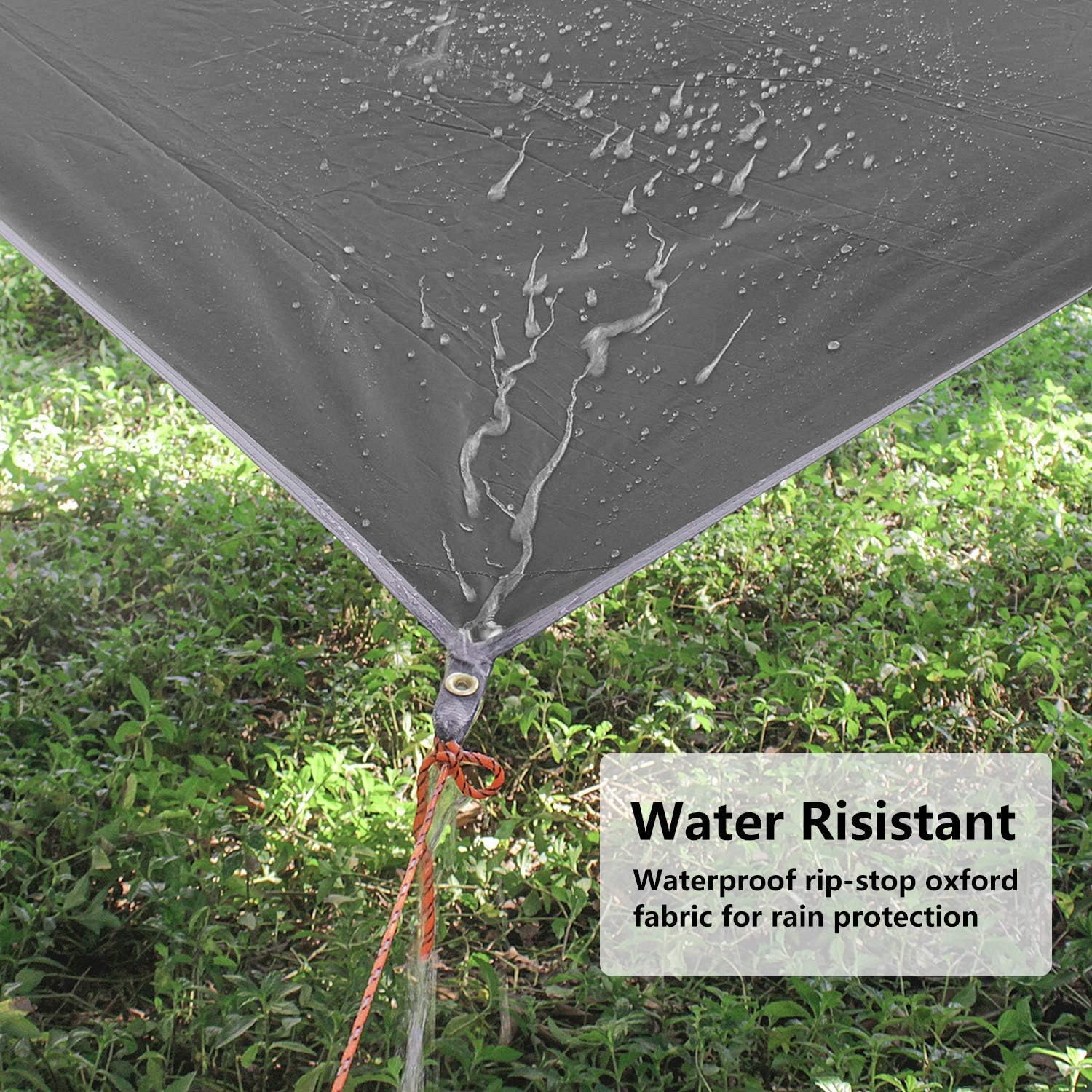 Unigear Hammock Rain Fly, 16.5/14.4/13.1/9.8ft Camping Tarp, UV Protection & Waterproof & Lightweight for Camping, Backpacking and Outdoor Adventure (Gray, 9.8 * 9.8ft) - Image 5
