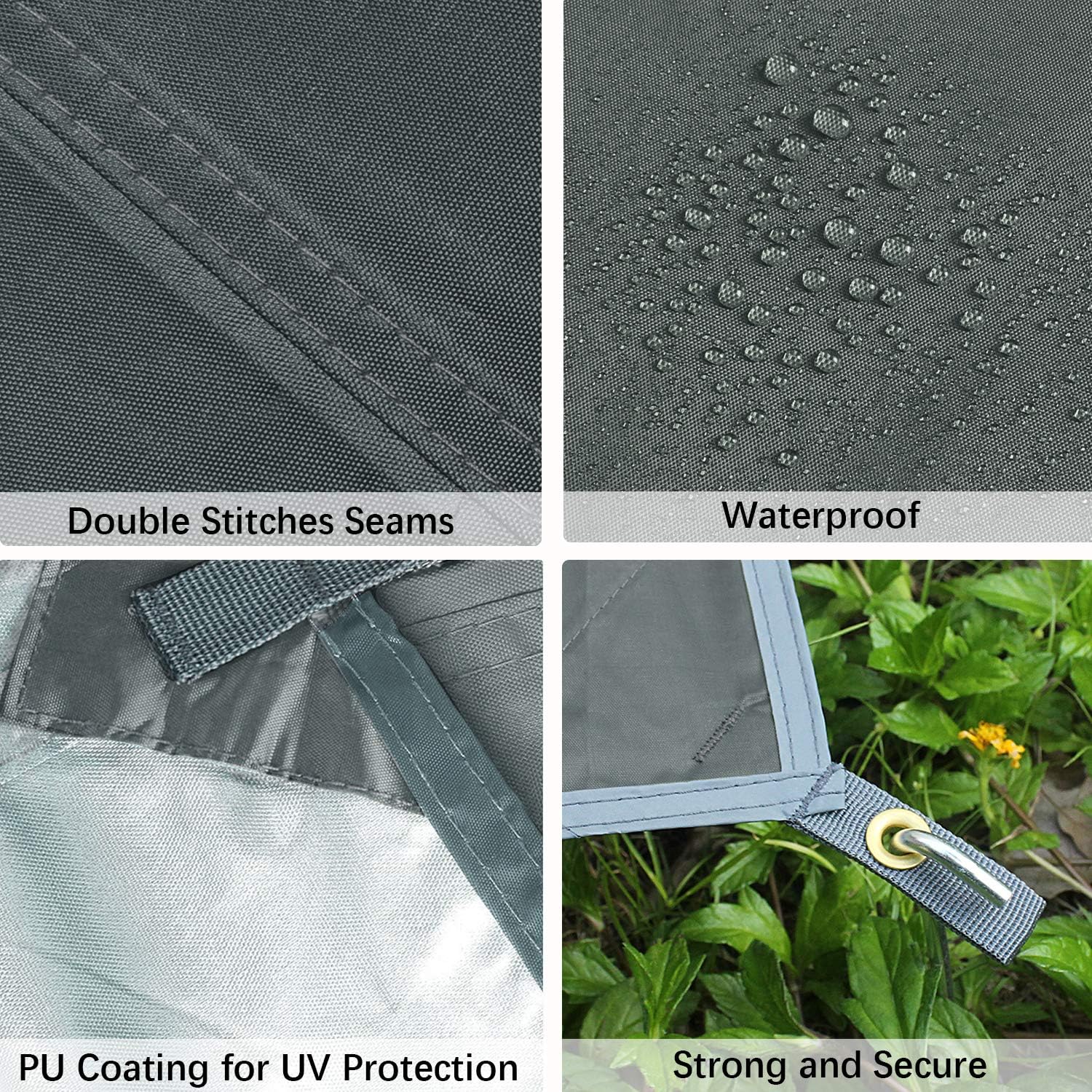 Unigear Hammock Rain Fly, 16.5/14.4/13.1/9.8ft Camping Tarp, UV Protection & Waterproof & Lightweight for Camping, Backpacking and Outdoor Adventure (Gray, 9.8 * 9.8ft) - Image 6