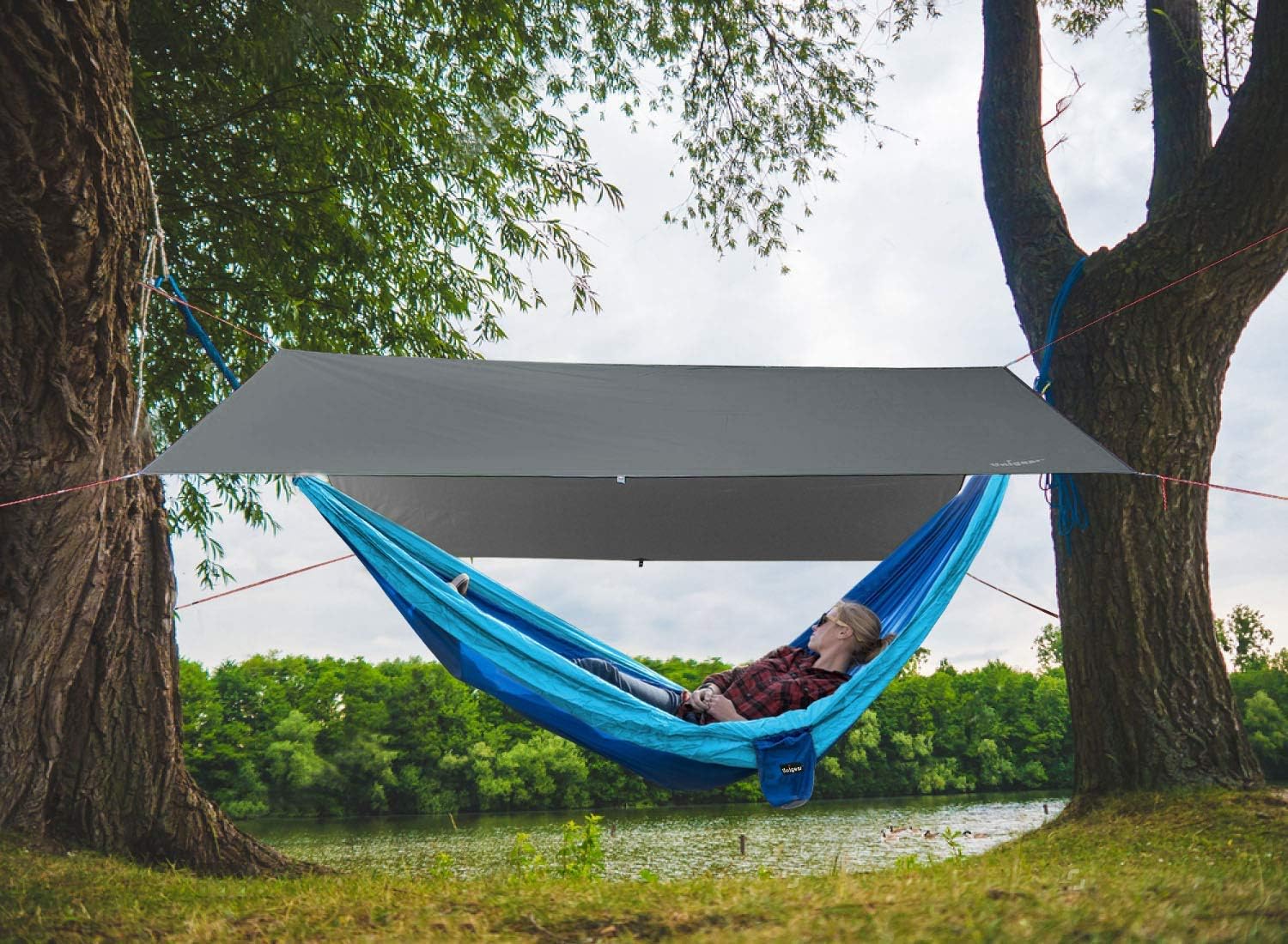 Unigear Hammock Rain Fly, 16.5/14.4/13.1/9.8ft Camping Tarp, UV Protection & Waterproof & Lightweight for Camping, Backpacking and Outdoor Adventure (Gray, 9.8 * 9.8ft) - Image 7