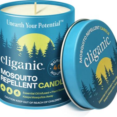 Cliganic Mosquito Repellent Candle (9oz) | Citronella, DEET Free, Essential Oil Infused for Outdoor, Camping | Burns 40 Hours
